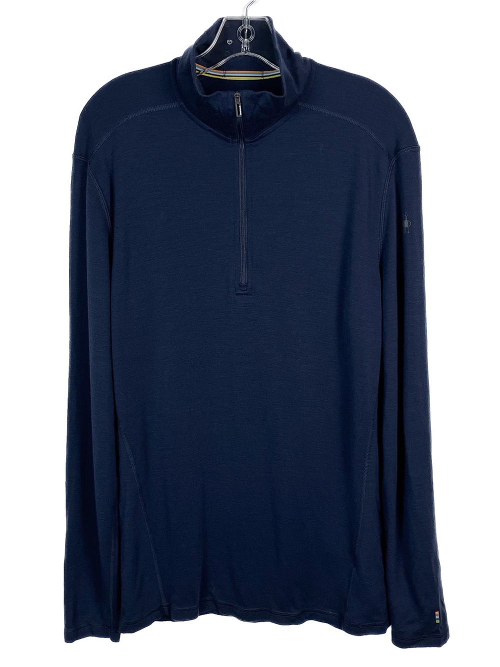 Smartwool Merino 250 Pullover Mens Large Blue 1/4 Zip Long Sleeve Shirt EUC